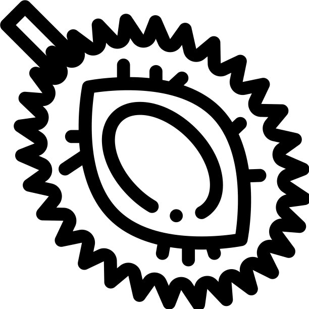 榴莲切成热带水果的图标细线图片下载