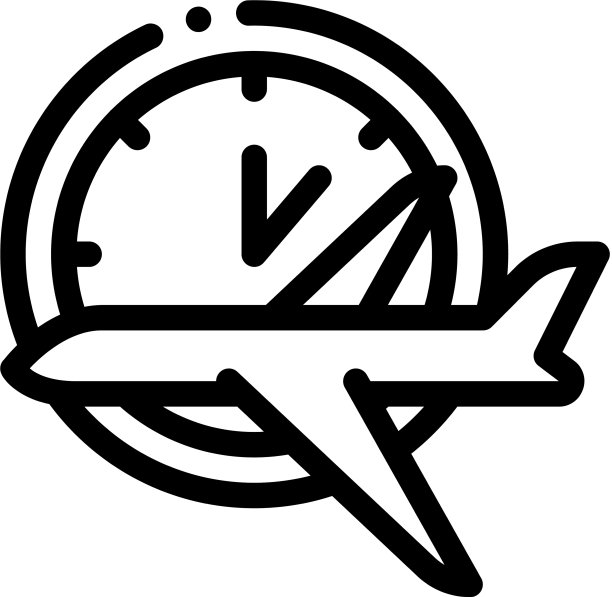 飞机飞行时间或晚点图标细线图片下载