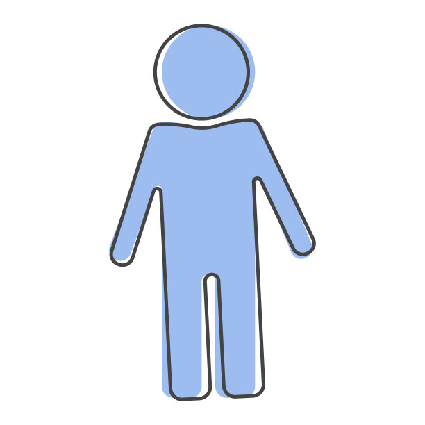 白色隔离背景上站立的卡通风格男人矢量图标图片下载