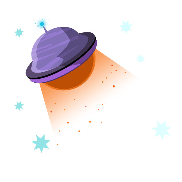 带有明亮光线的UFO飞船图片下载