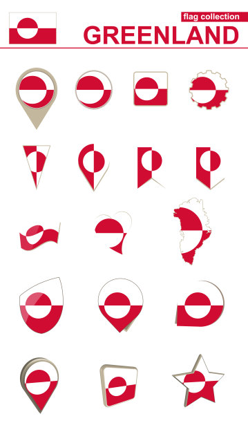 格陵兰国旗集合。设计的大布景。图片下载