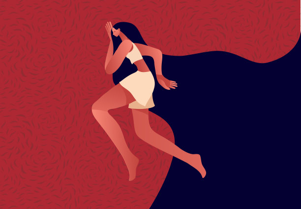 躺在床上的女人，想要睡着。图片下载