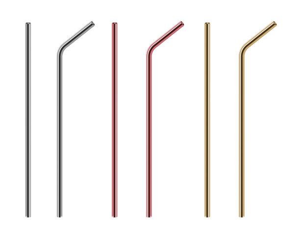 金属吸管，可重复使用的不锈钢吸管图片下载