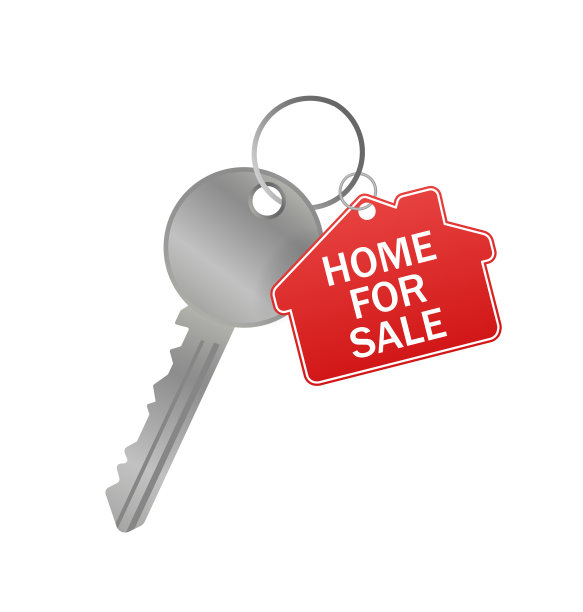 Sketch icon with red home for sale key on white background for concept design。Home for sale的关键。图片下载