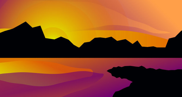 几何卡通夏季景观图片下载