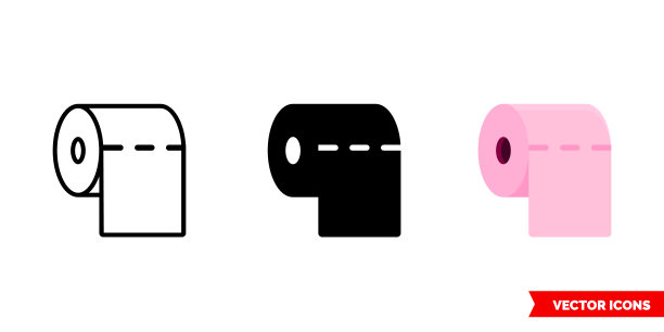 3种类型的卫生纸图标。孤立向量符号符号图片下载