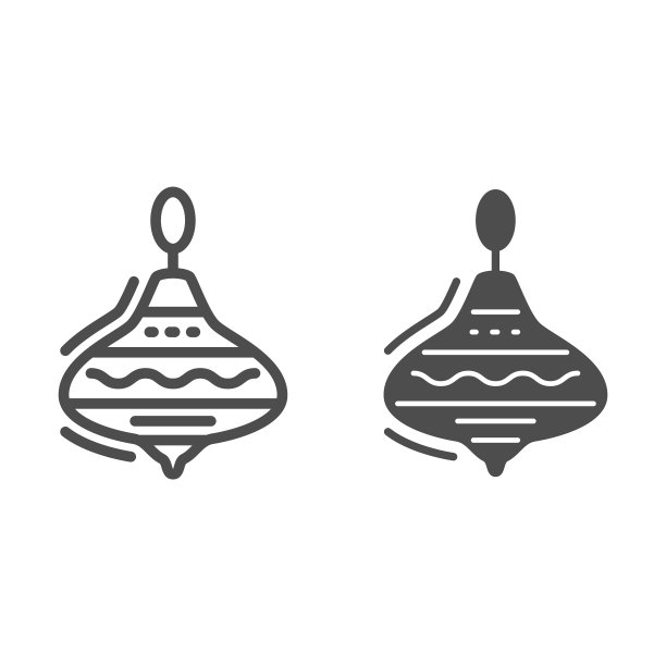 尤拉玩具系列实体图标，儿童玩具概念，白色背景上的旋转玩具标志，用于移动概念和网页设计的塑料旋转玩具轮廓样式图标。矢量图形。图片下载