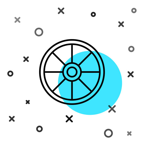 黑线老木轮图标孤立在白色图片下载