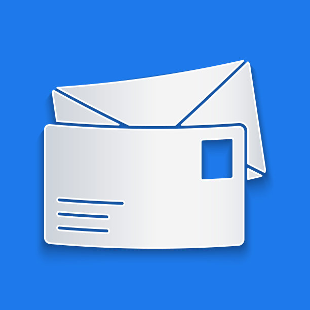 剪纸信封图标孤立在蓝色背景。电子邮件信息的字母符号。纸艺术风格。矢量图图片下载