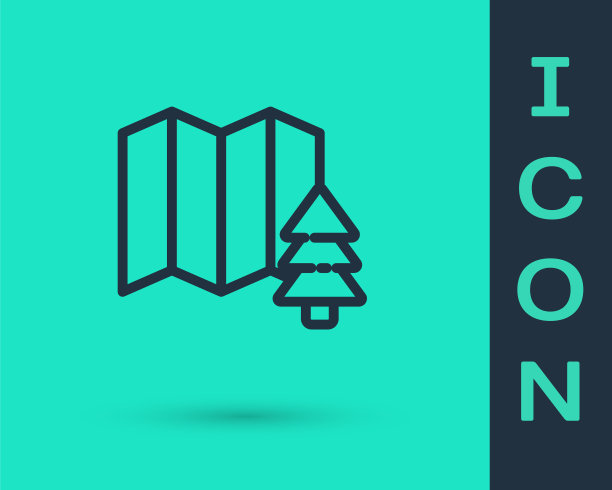 在绿色背景上孤立的地图图标上森林的位置。矢量图图片下载