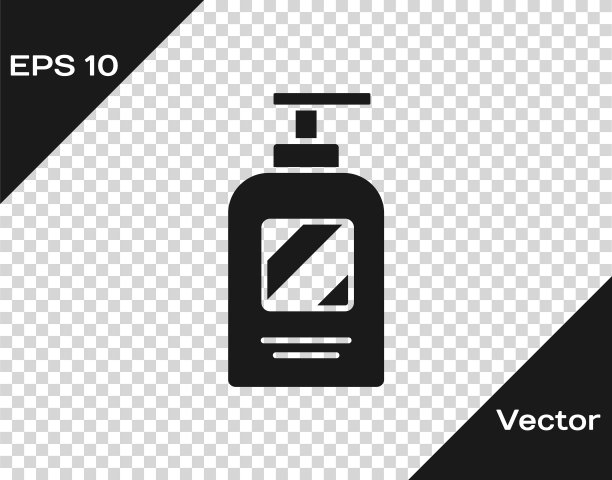 黑色的洗发水图标隔离在透明的背景。矢量图图片下载