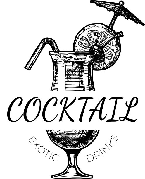 异国情调的鸡尾酒酒vintage标签图片下载