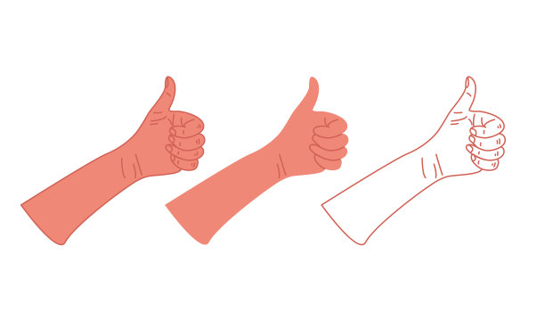 许多不同的手势与拇指向上的手势和符号收集孤立在白色背景图片下载