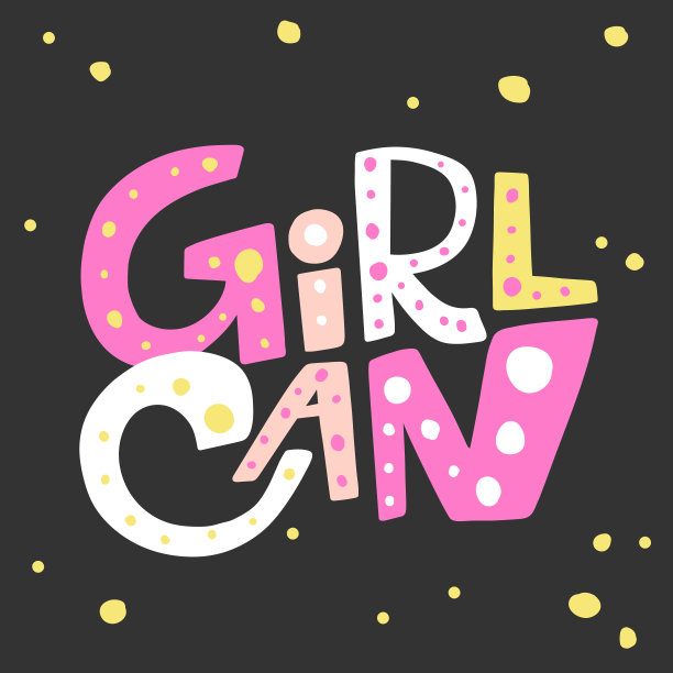 女孩可以。社交媒体内容的贴纸。矢量手绘插图设计。图片下载