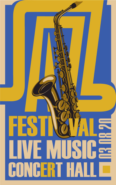 爵士音乐节现场演奏萨克斯风的海报图片下载