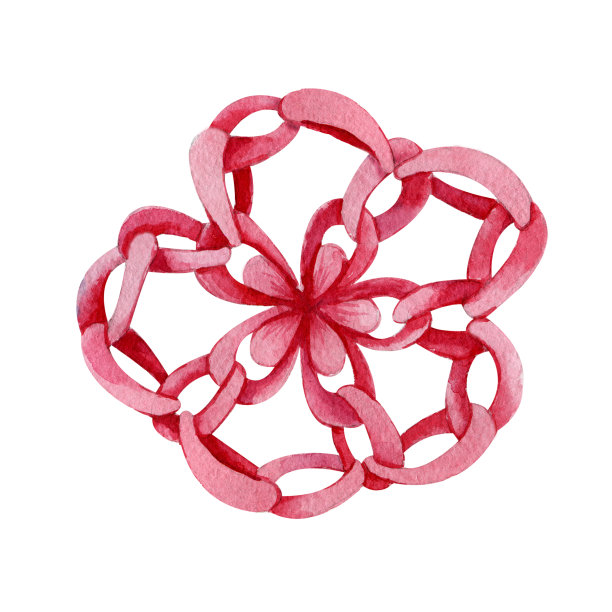 编织花、线图案。针织和钩编。手绘水彩插图为墙纸设计，包装，包装，封面，织物，背景图片下载