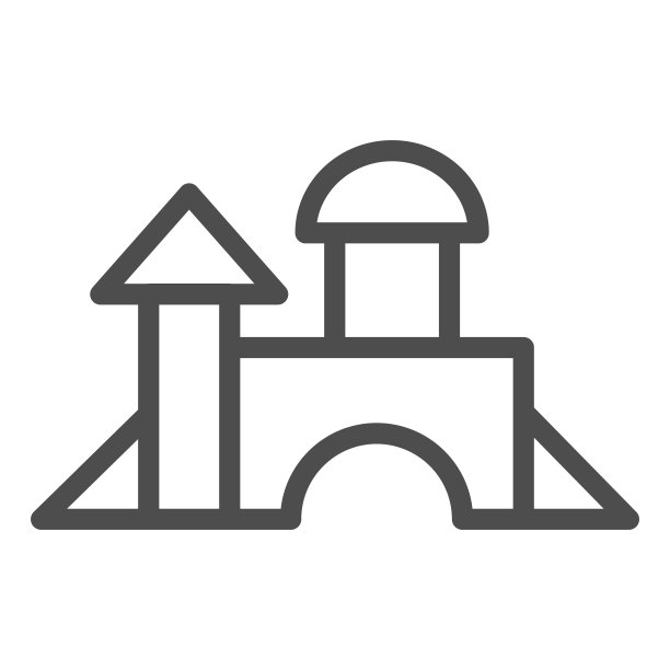 城堡从木块线图标，儿童玩具概念，玩具建筑游戏标志在白色背景，玩具城堡的儿童玩的图标在轮廓风格的移动和网络。矢量图形。图片下载