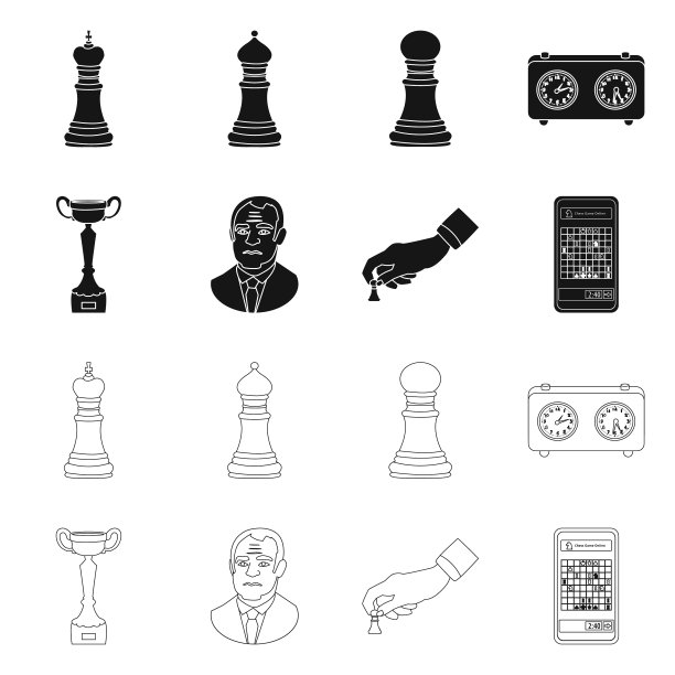 国际象棋将死和细线条符号图片下载