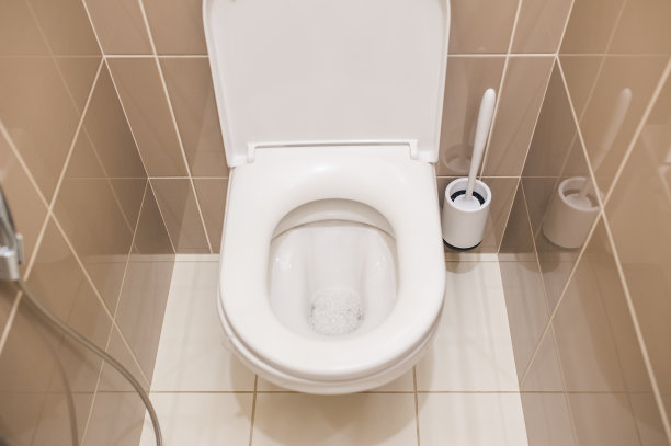 卫生间，白色挂卫生间，墙上挂卫生间刷，墙上挂米色瓷砖。从以上观点。图片下载