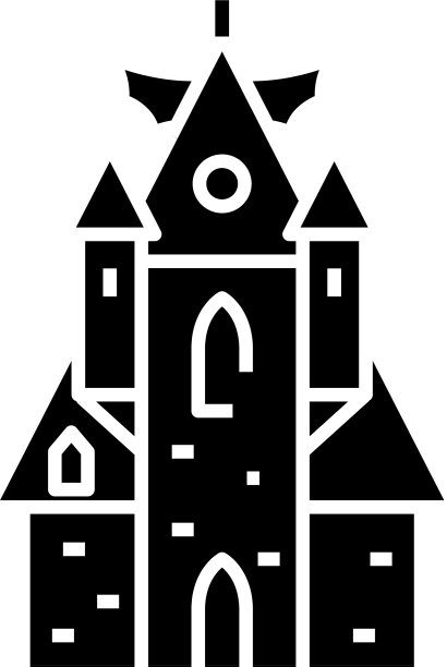 恐怖城堡黑色图标概念图片下载