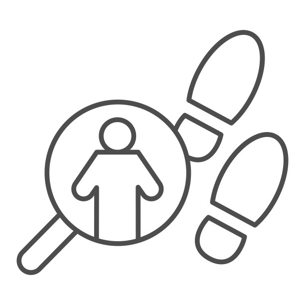 探路者放大镜细线图标足迹和图片下载