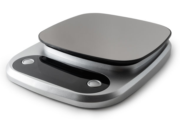 数字厨房规模孤立在白色背景。剪切路径。高品质数码厨房秤。图片下载