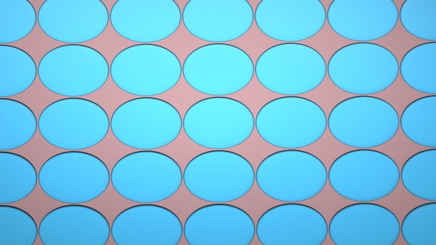 粉色背景上的蓝色鸡蛋的抽象图像。彩色3D图像图片下载