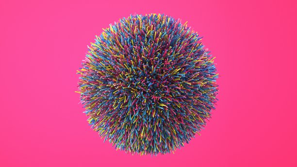 抽象图像的彩色纤维球三维图像图片下载