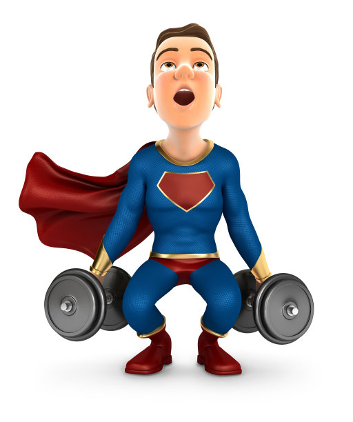 3d超级英雄试图举起沉重的哑铃图片下载