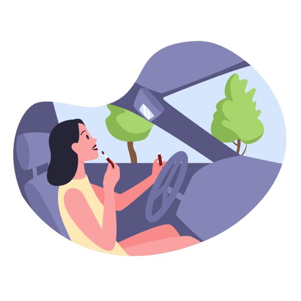 女人化妆在自动矢量插图图片下载