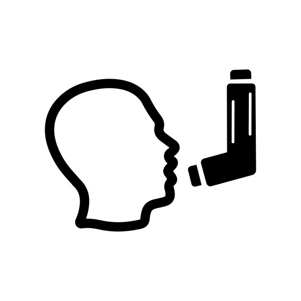哮喘，呼吸，黑色吸入器图标图片下载