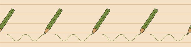 绿色铅笔蜡笔无缝矢量边界打印图片下载