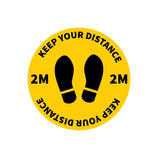 社会距离。超市摊位的足迹标志。保持2米的距离。Coronovirus流行的保护。矢量图图片下载