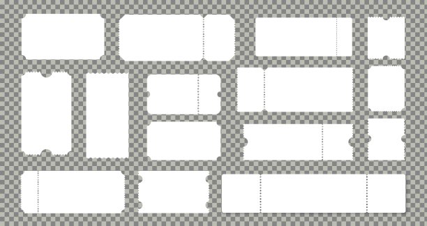 的门票。手票马戏团，电影院和音乐会晚会旧纸质代金券旅游邮轮抽奖券。向量模板设置图片下载