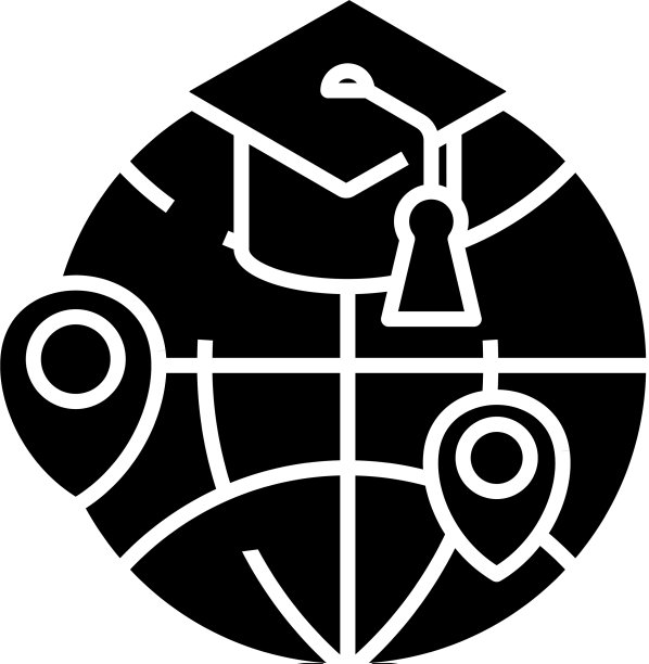 国际教育黑色图标概念图片下载