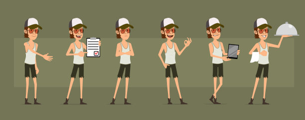 卡通可爱的潮男人物大设置图片下载