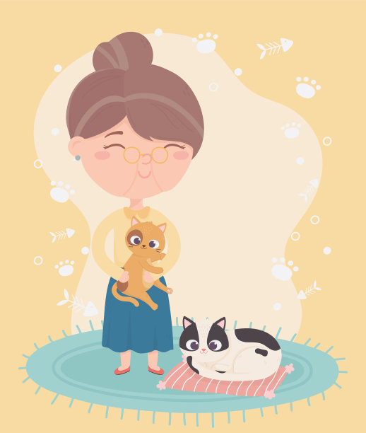 猫让我快乐老妇人抱着猫图片下载