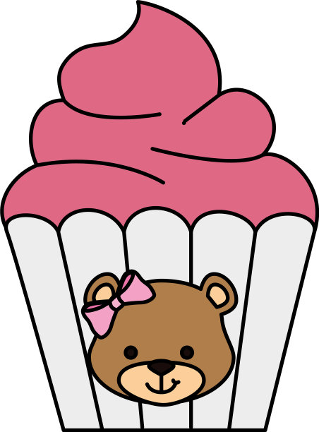 美味的纸杯蛋糕与脸熊女性图片下载