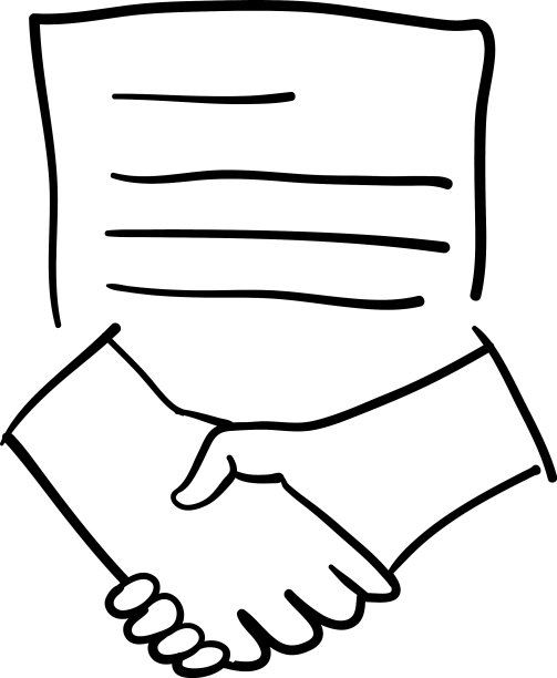 手绘业务合同握手线图标图片下载