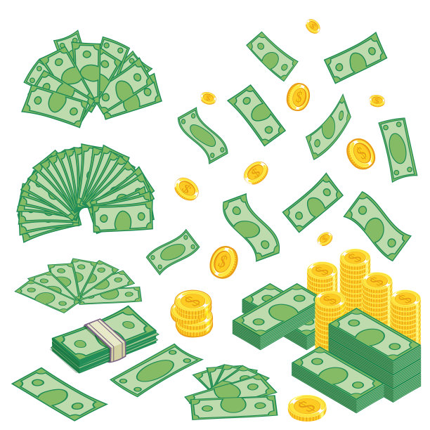 金钱设置在卡通风格图片下载