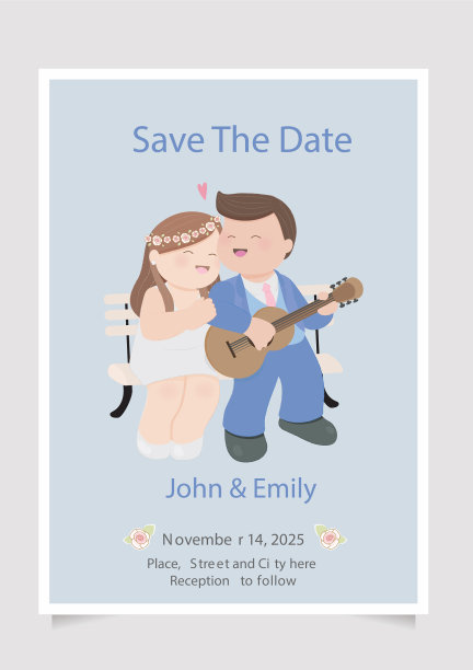 可爱的胖夫妇弹吉他结婚图片下载