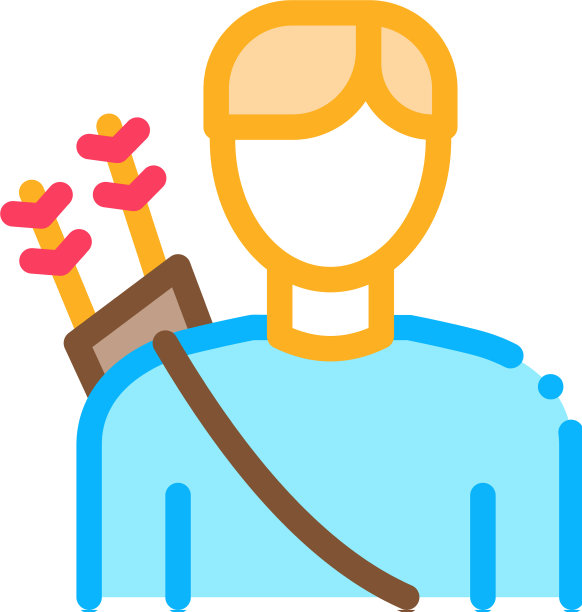 射手运动男子剪影图标细线图片下载