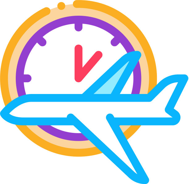 飞机飞行时间或晚点图标细线图片下载