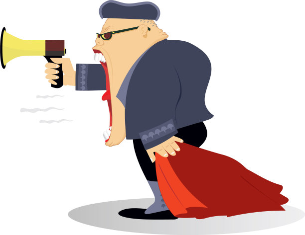 卡通斗牛士对着扩音器大喊图片下载