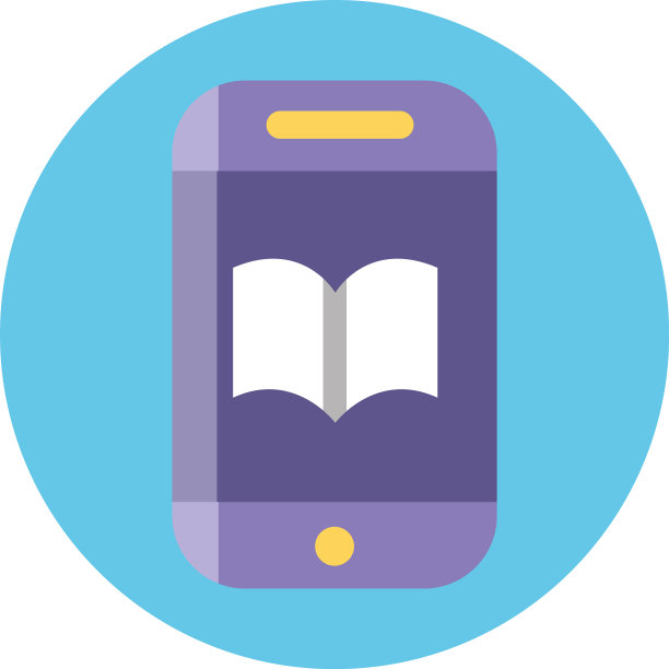 智能手机与学术书籍图标彩色块图片下载