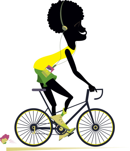 微笑的非洲男子骑自行车图片下载