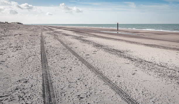 沿着荷兰北海海滩的海岸线图片下载