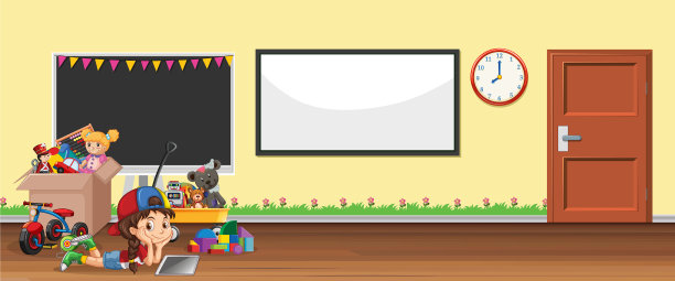背景场景与白板和玩具图片下载