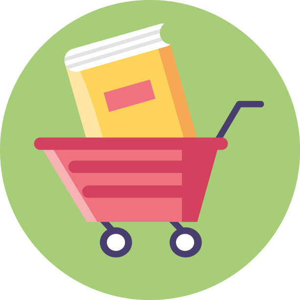 购物车与书的图标彩色块风格图片下载