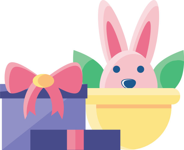 可爱的兔子与一个礼物盒在白色的背景图片下载